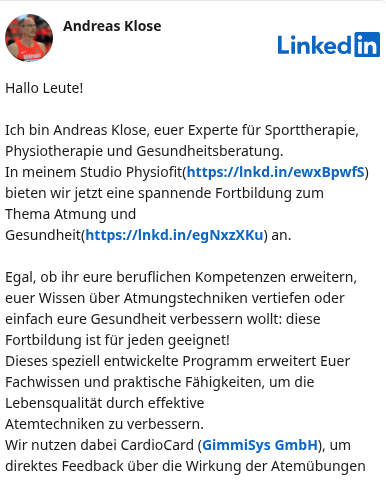 GimmiSys bei LinkedIn